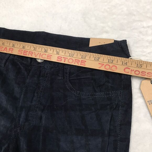 NWT TRUE RELIGION Halle Micro Corduroy Jean Women 28x30 Super Skinny Blue Check - Picture 6 of 16